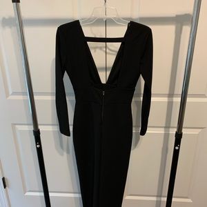 Long sleeve deep v dress